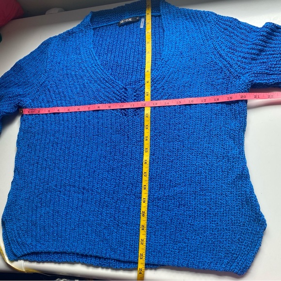 NIC+ZOE Women's Cobalt Blue V-Neck Knit Sweater Size M - Picture 10 of 10